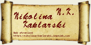 Nikolina Kaplarski vizit kartica